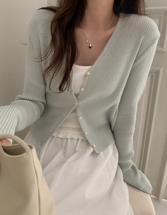 Fw Pebble rib cardigan-5col