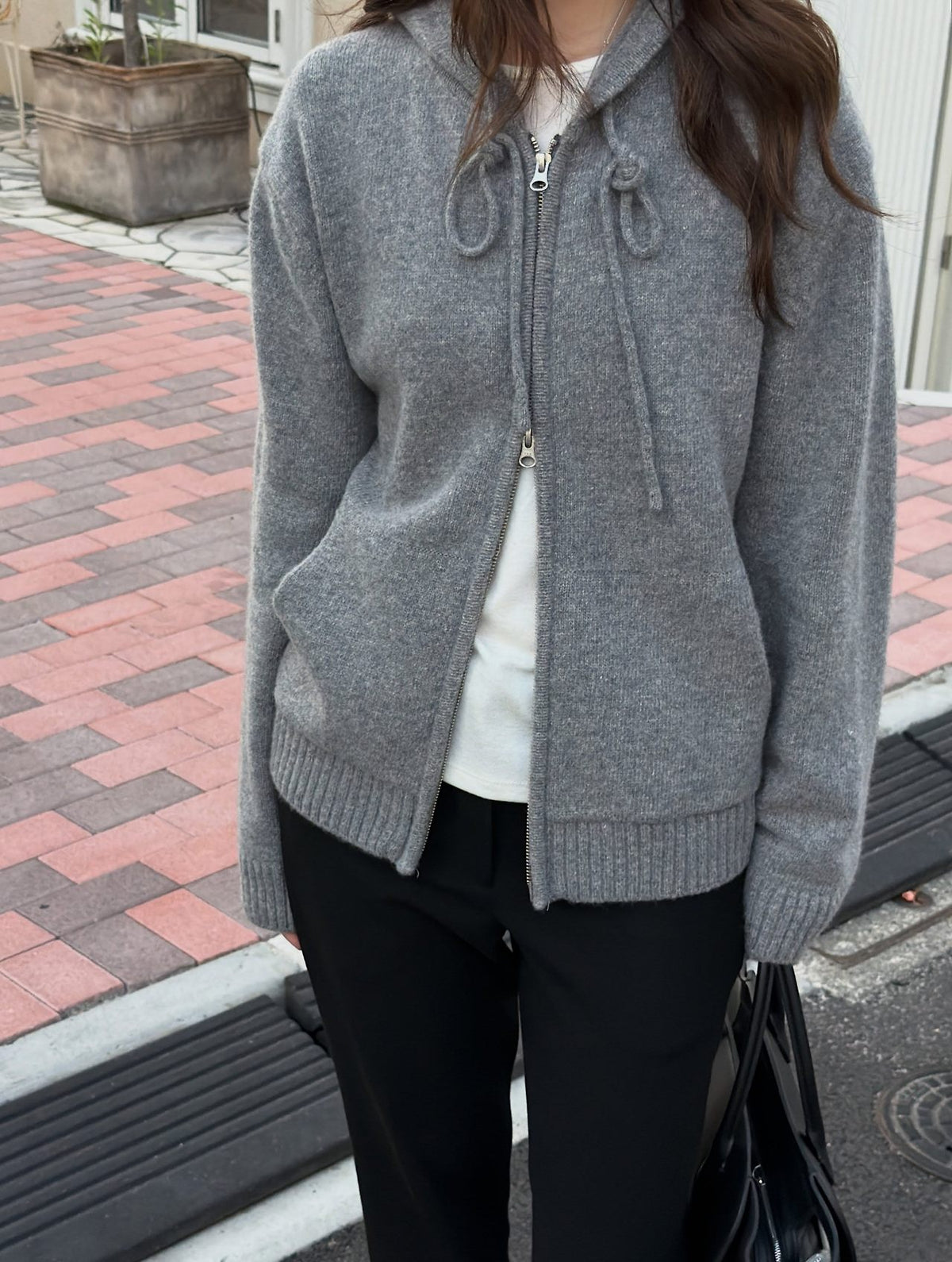 celeste cashmere hooded zip-up knit-2col