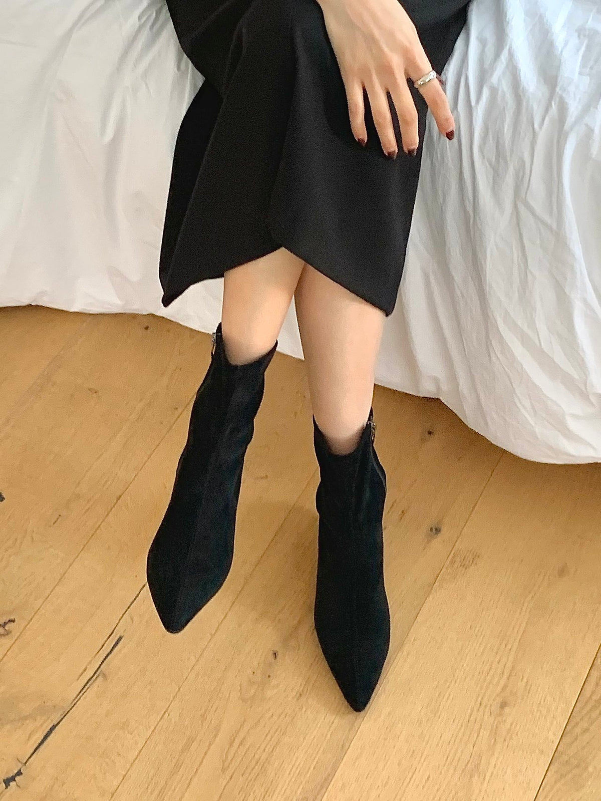 Stretch Suede Ankle Boots-4col