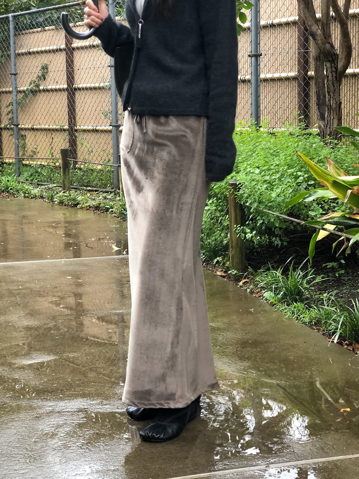 boa drawstring long skirt-3col