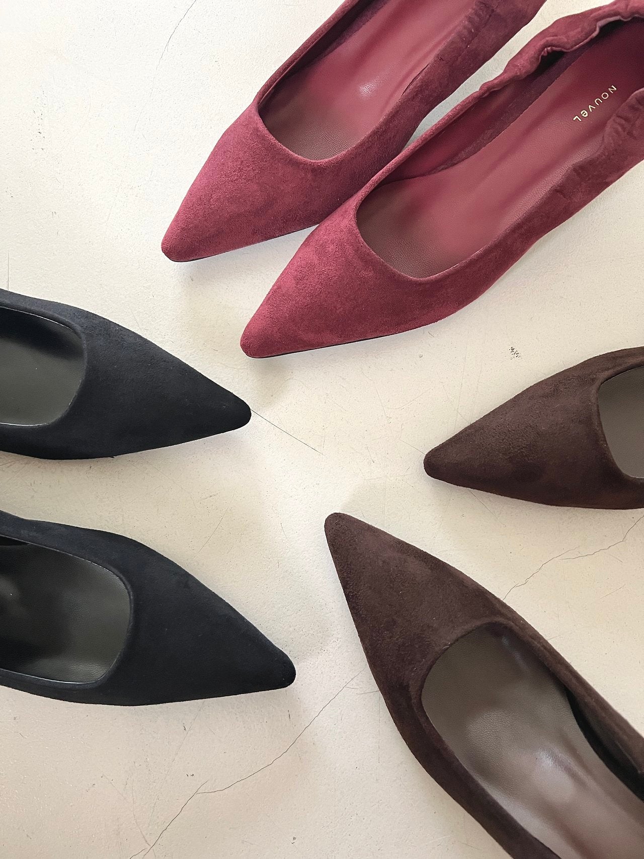 Suede 5cm back-banding high heels