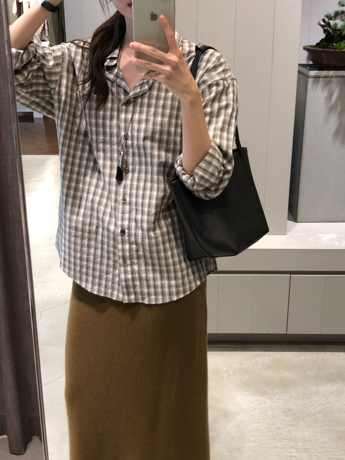 amel wholegarment cashmere long skirt-3col