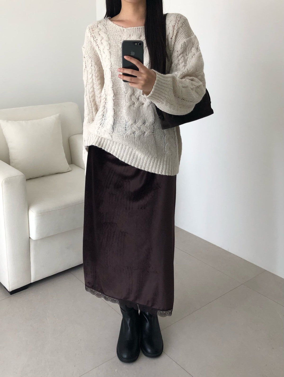 mohair cable knit-2col