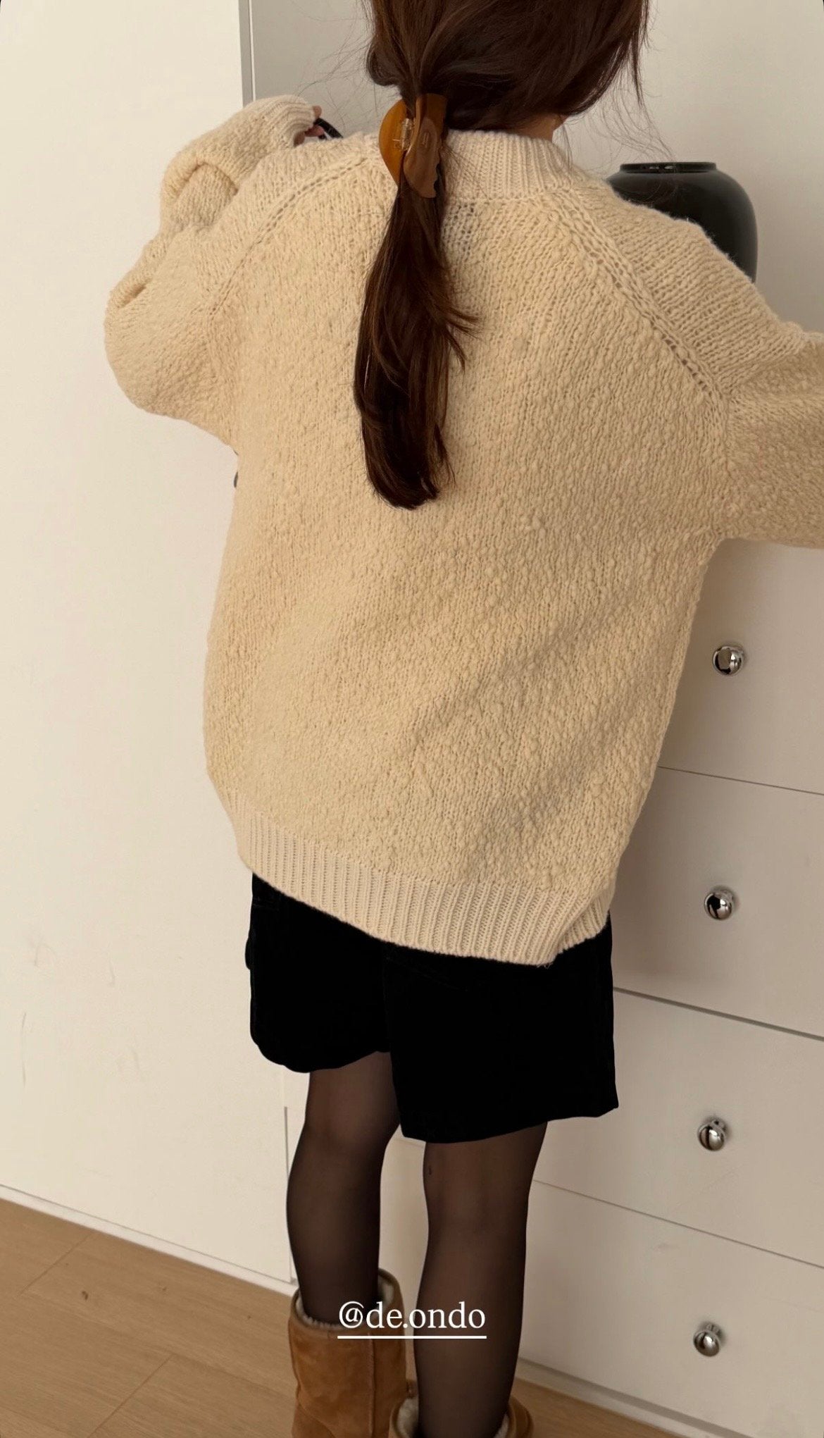 deondo wool slub flat v-neck cd-3col