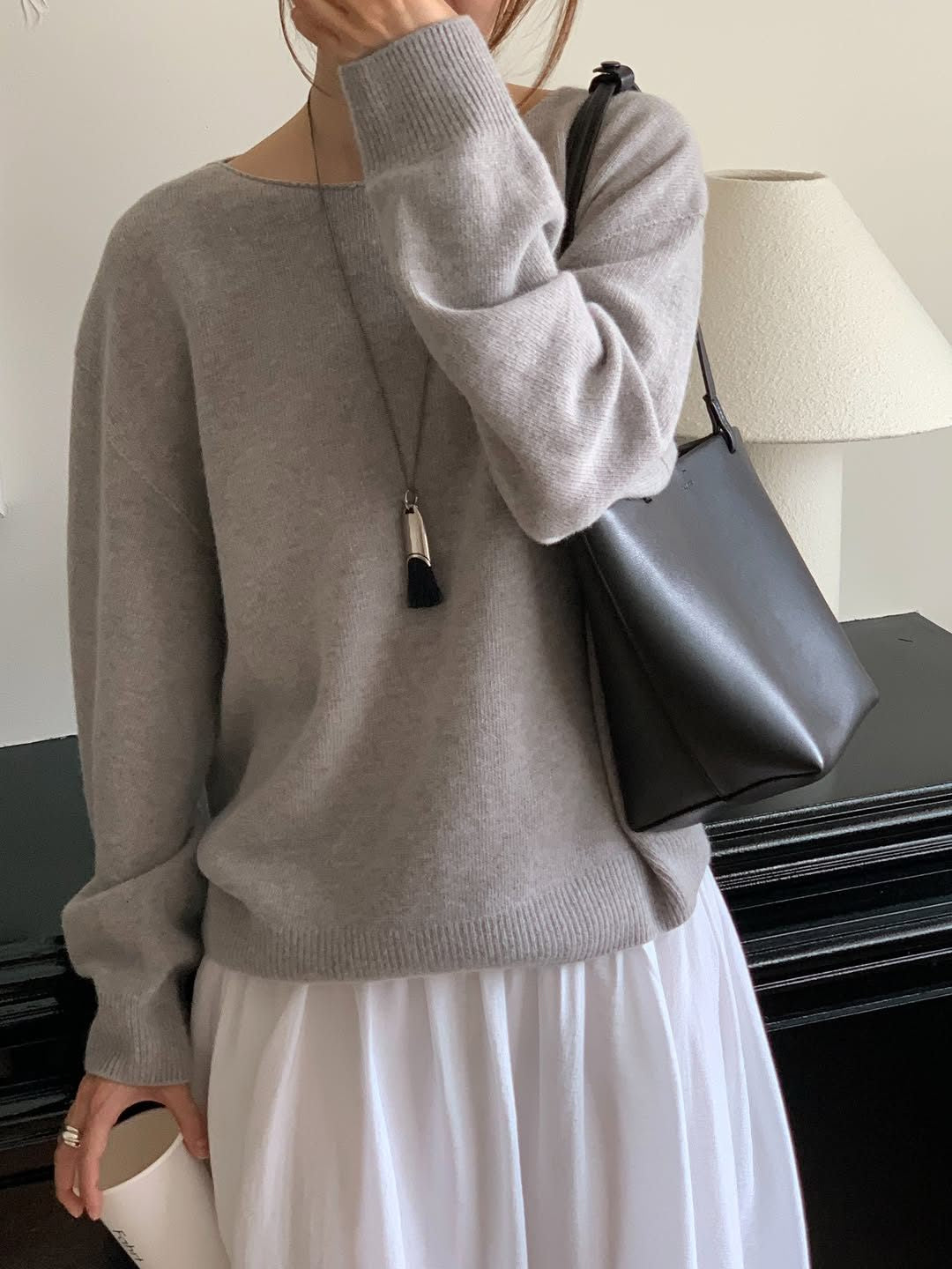 Eline cashmere wholegarment boat neck knit-2col