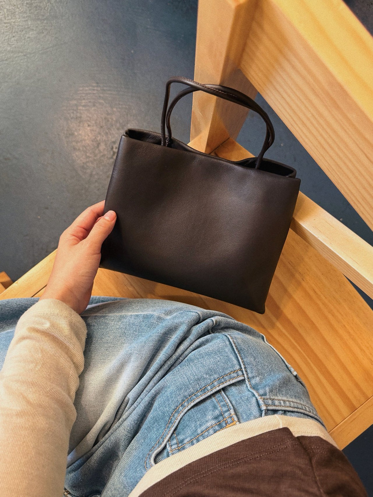 Lamb leather laptop bag