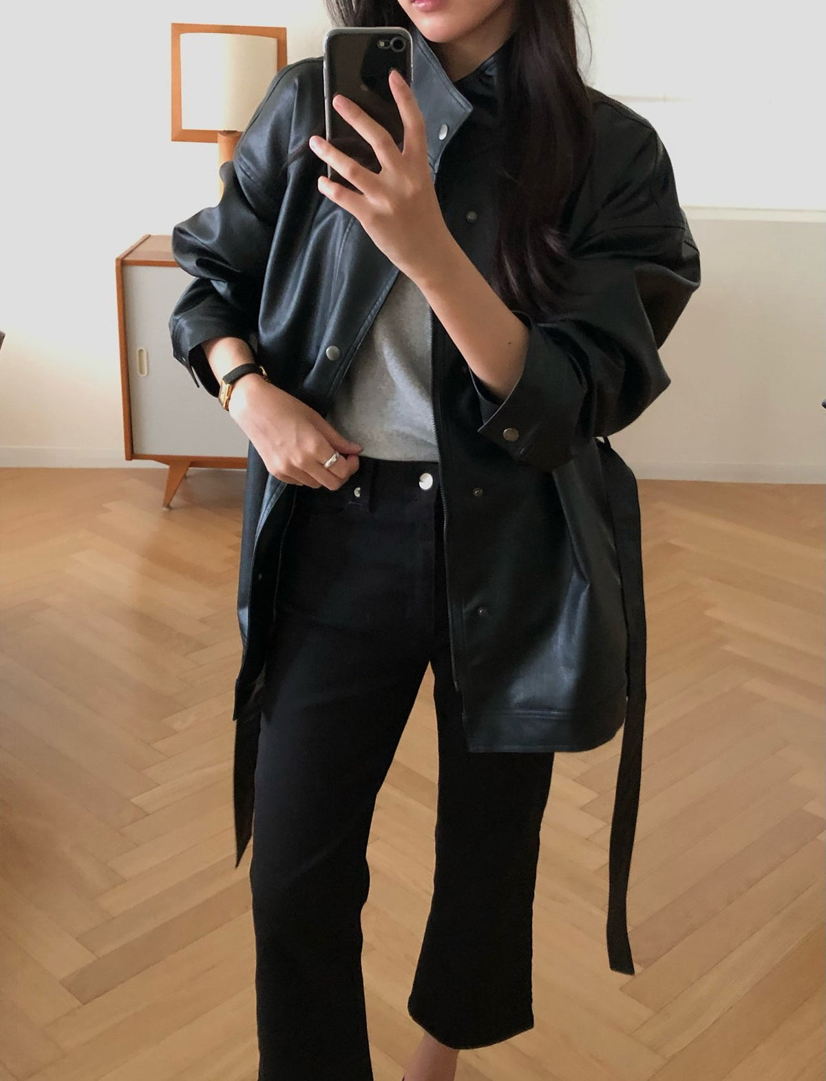 paris half leather jacket