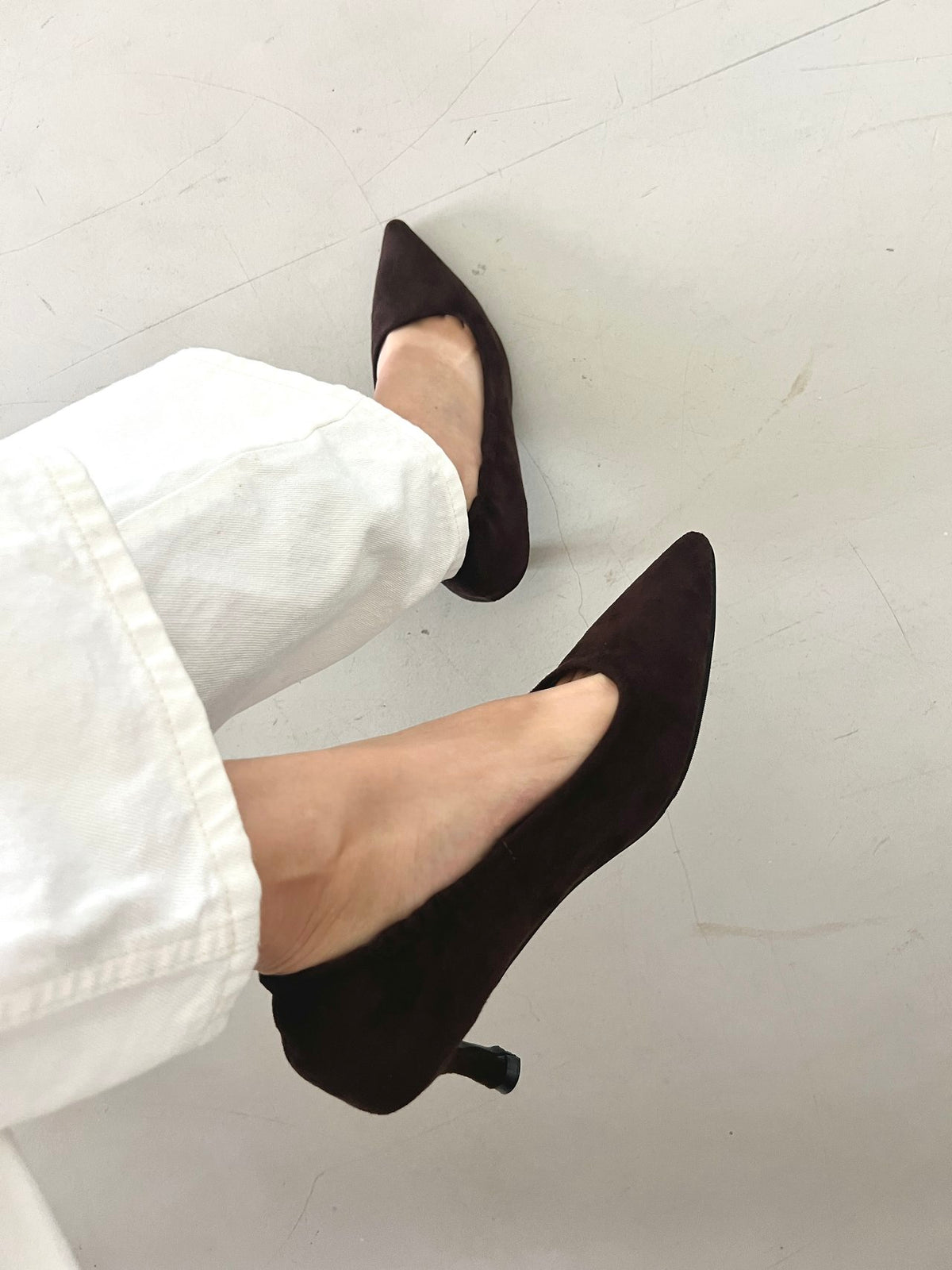 Suede 5cm back-banding high heels-3col