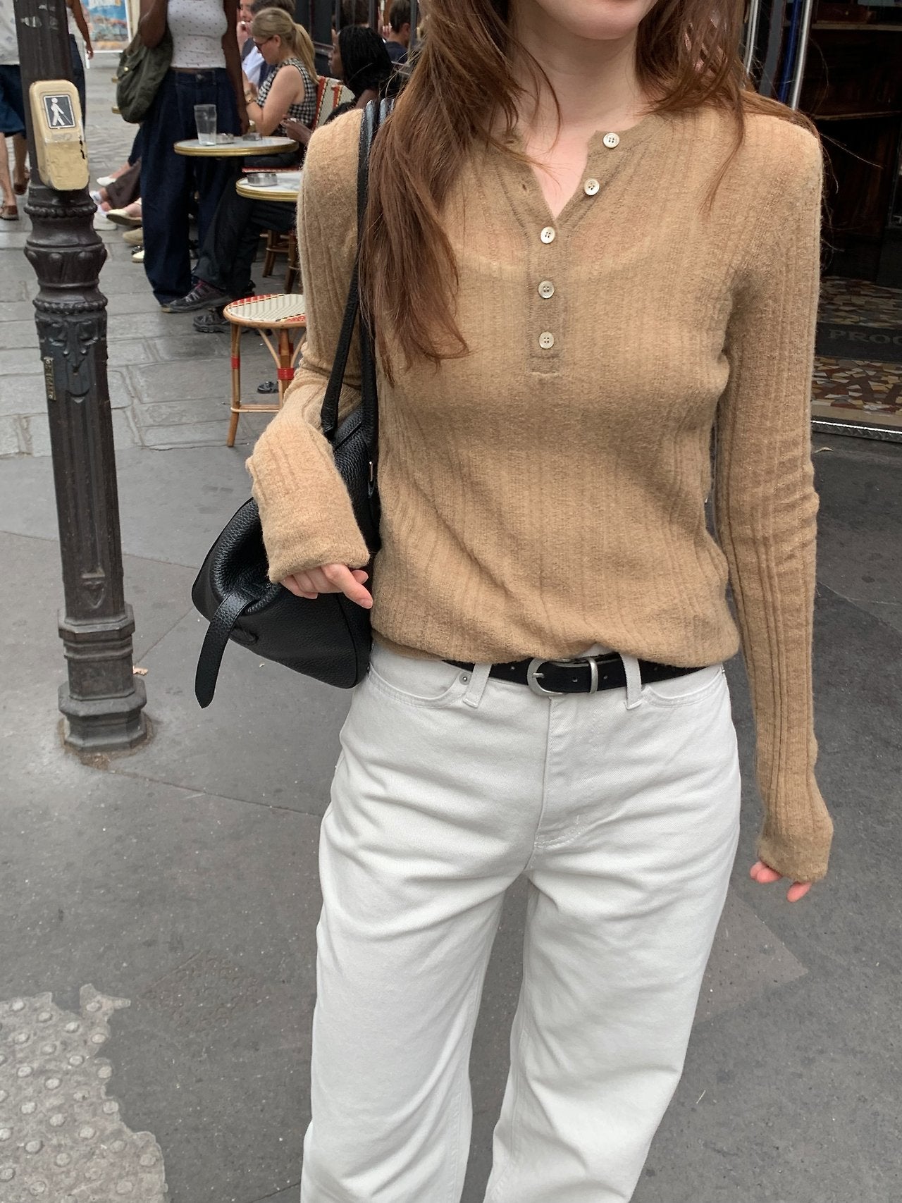 Merci alpaca henley neck knit-3col