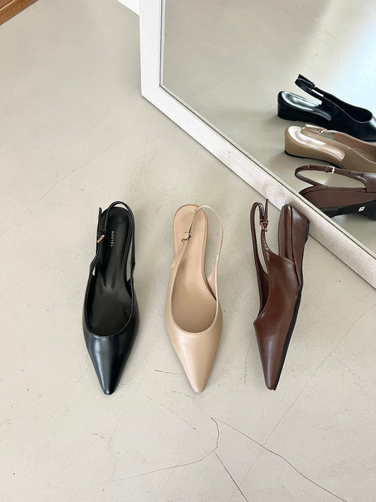 Wedge sling back with pointed toe