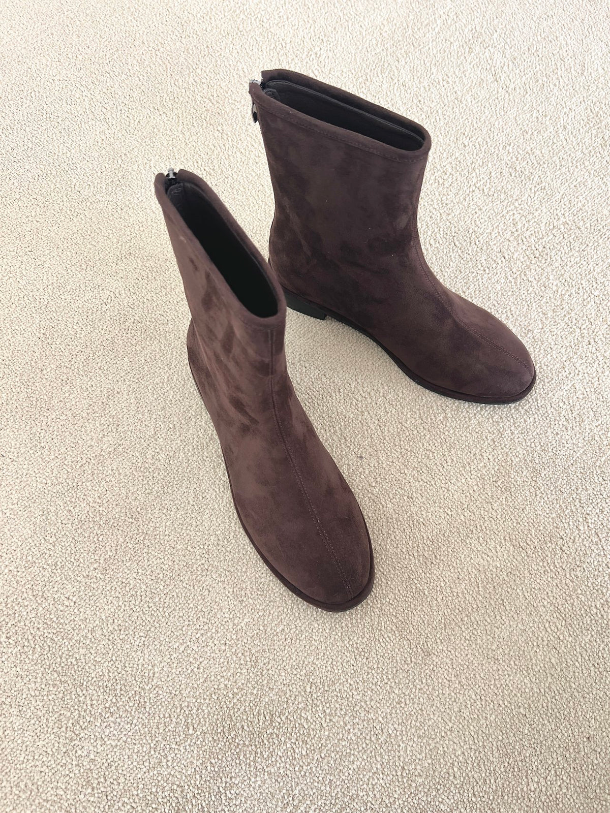 Suede Back-Zip Mid Boots-3col