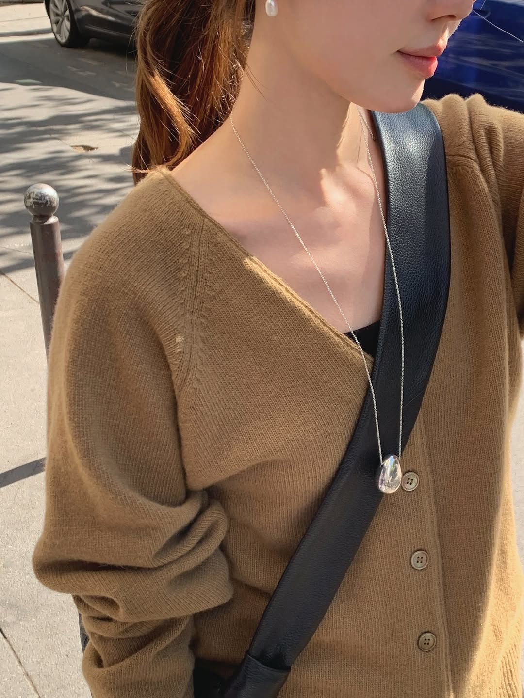 solene cashmere v-neck whole-garment cardigan-3col