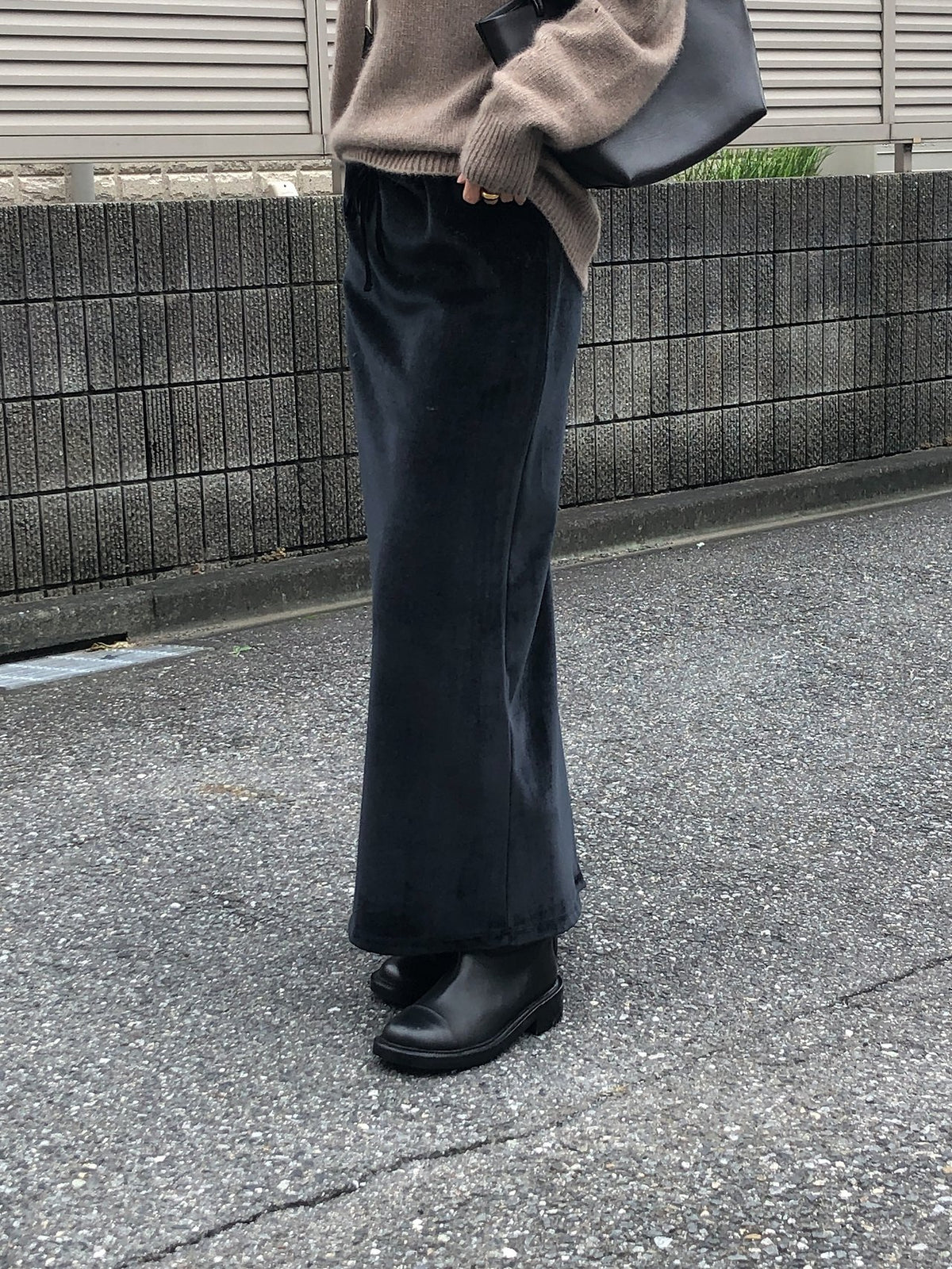boa drawstring long skirt-3col