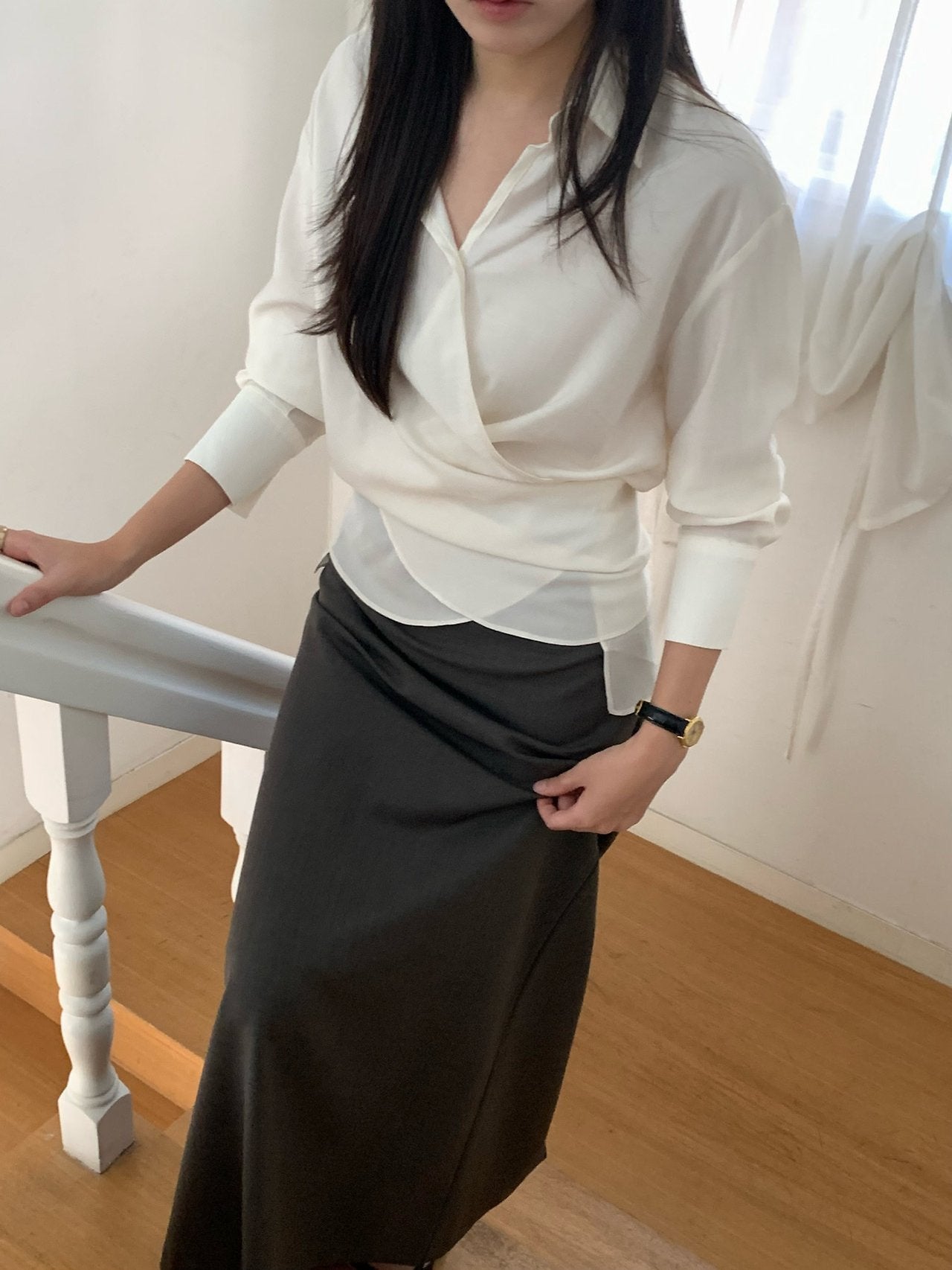Meli wrap blouse-2col