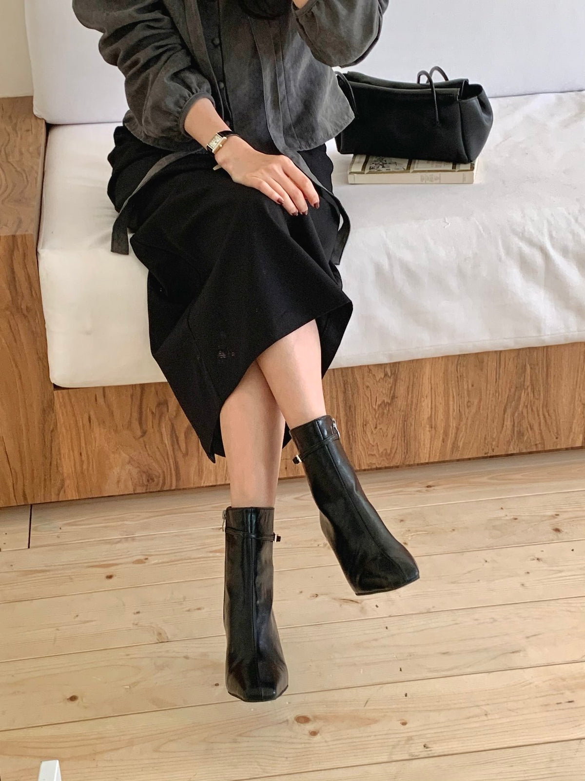 7cm Vintage Belt Ankle Boots-3col