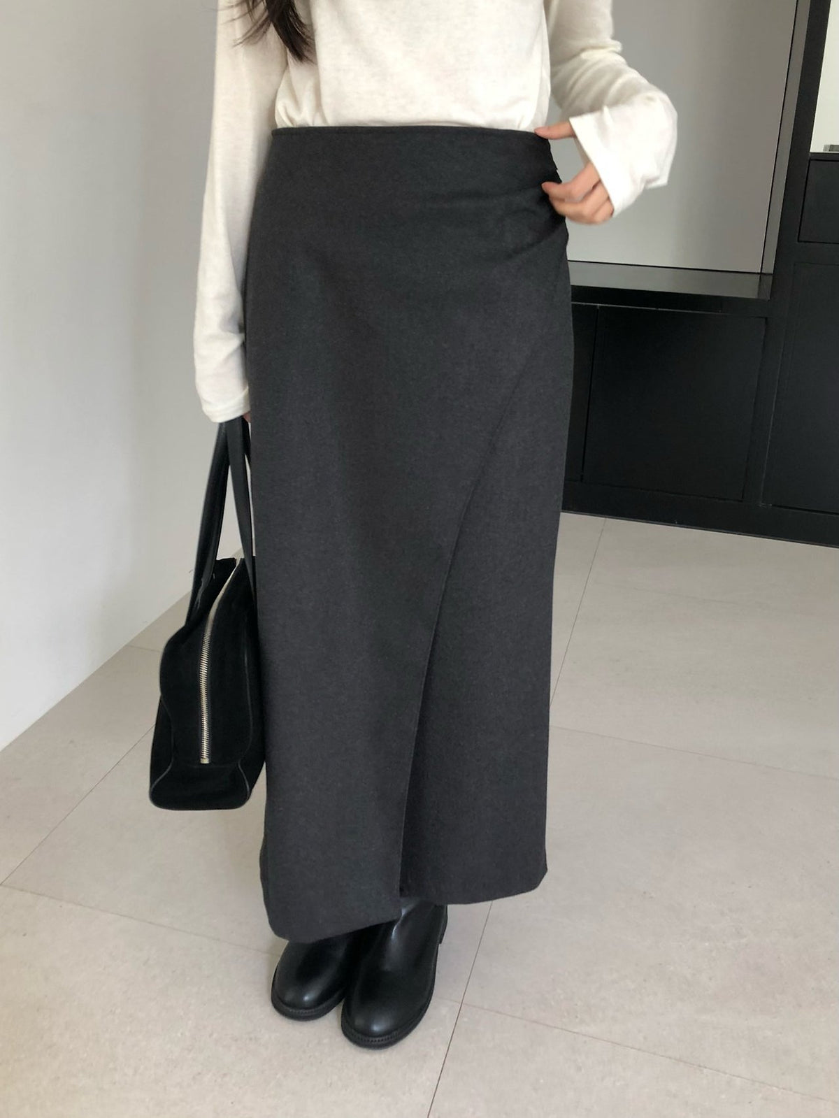 ched shirring skirt-2col