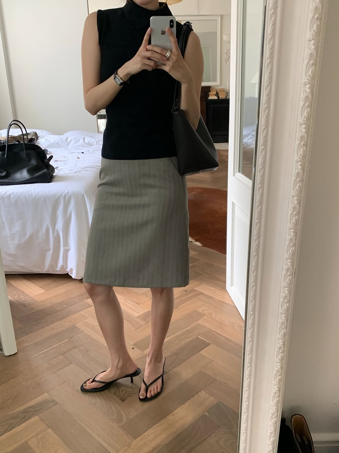 Noel A-line midi skirt-3col