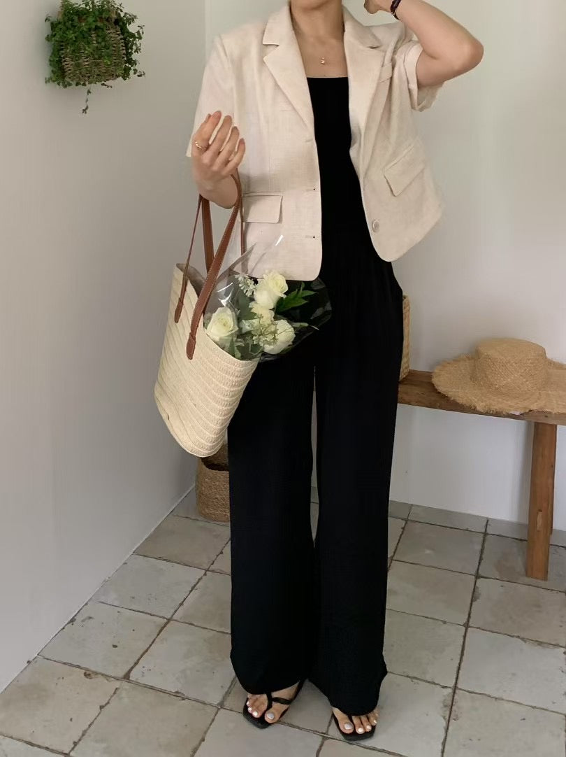 if pintuck wide banding pants-3col
