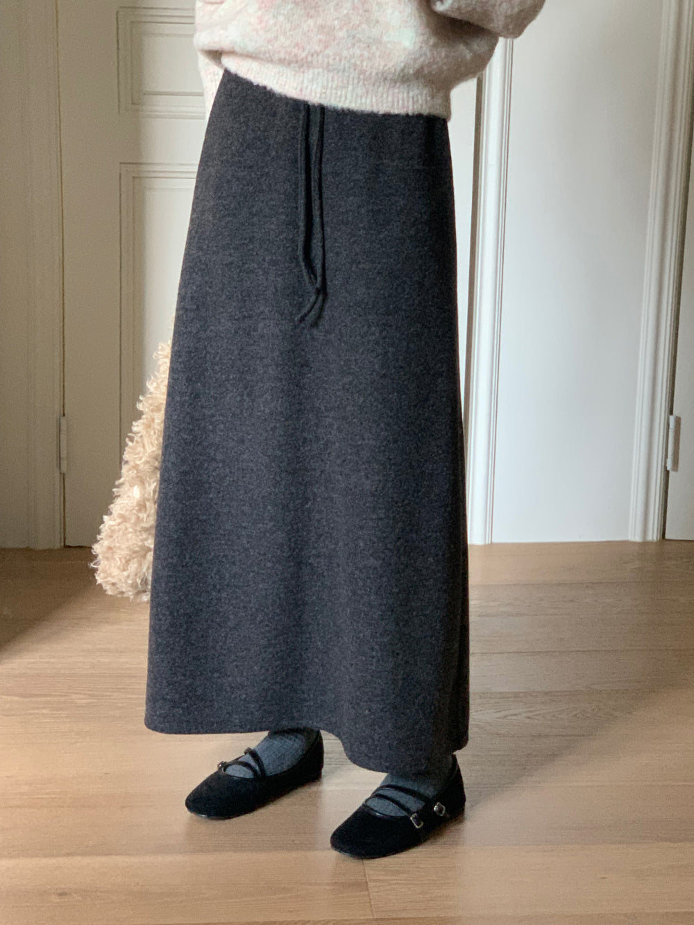 wool maxi skirt-3col