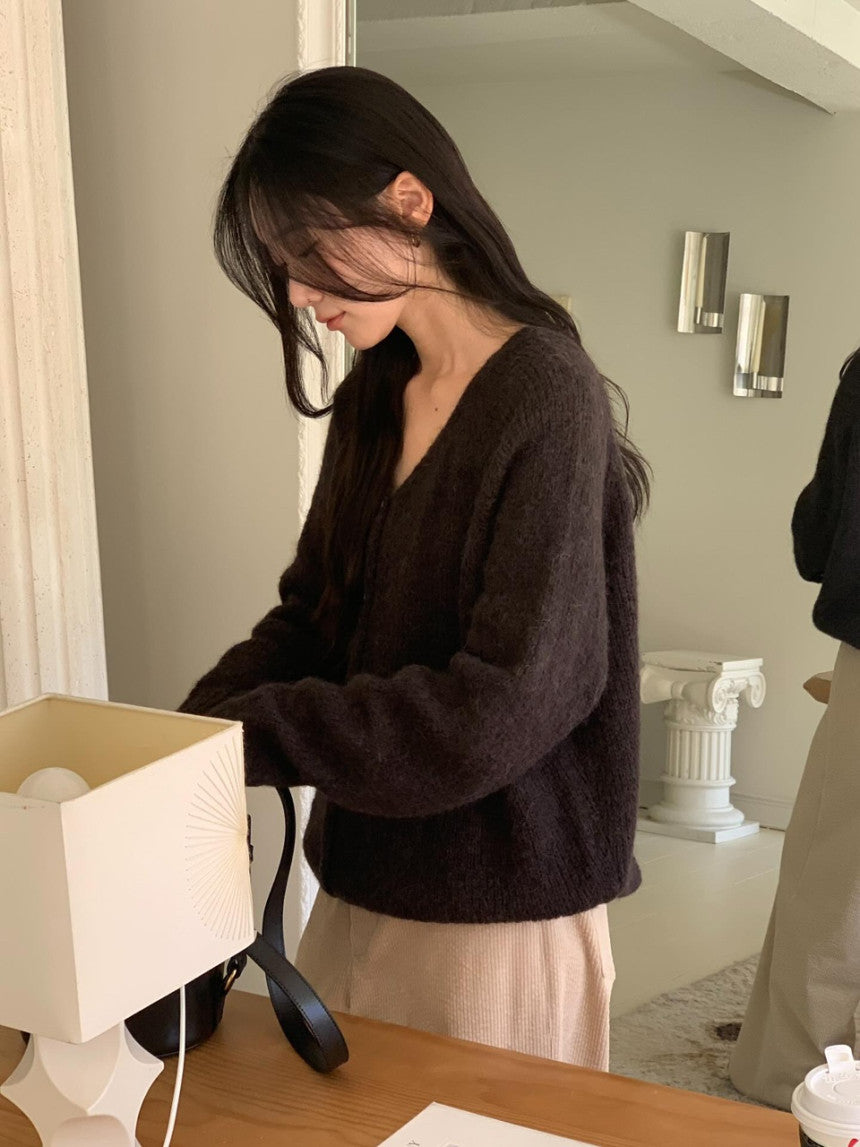 Pony wool 2way v-knit cardigan-3col