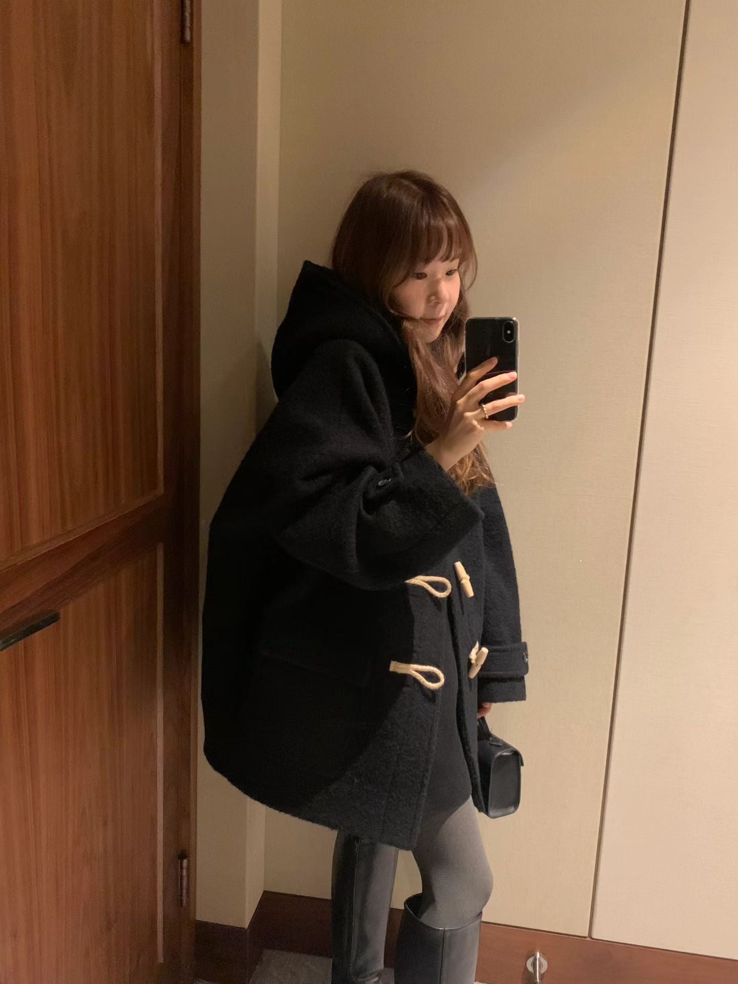 Ounce baby alpaca hood duffel coat-2col