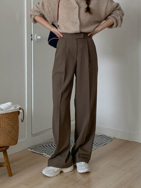 Fw one pintuck semi-wide slacks-3col ショート丈あり