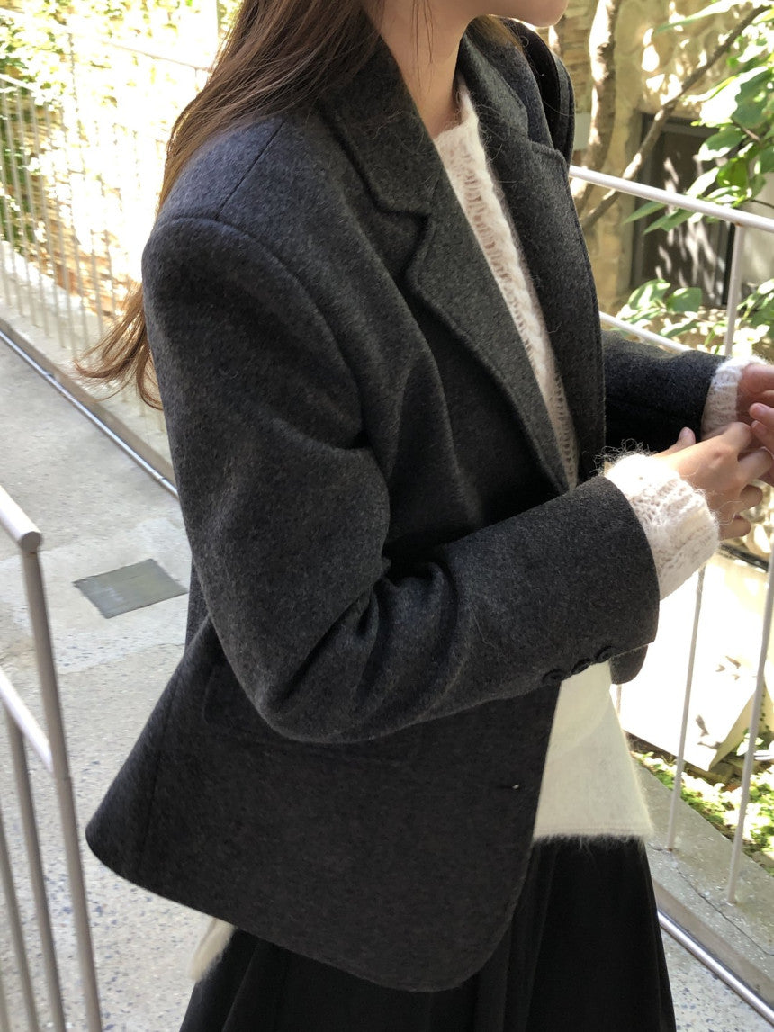 Chestnut wool blazer jacket-2col