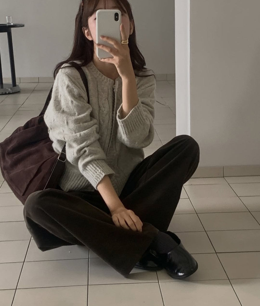 running baby alpaca cardigan-4col