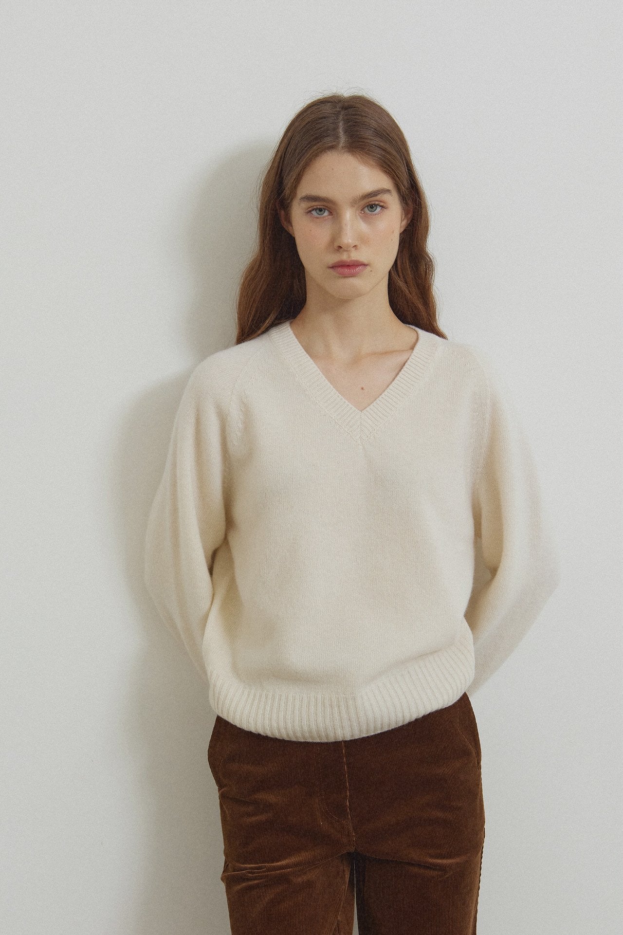 navy即納 Cashmere V knit-4col