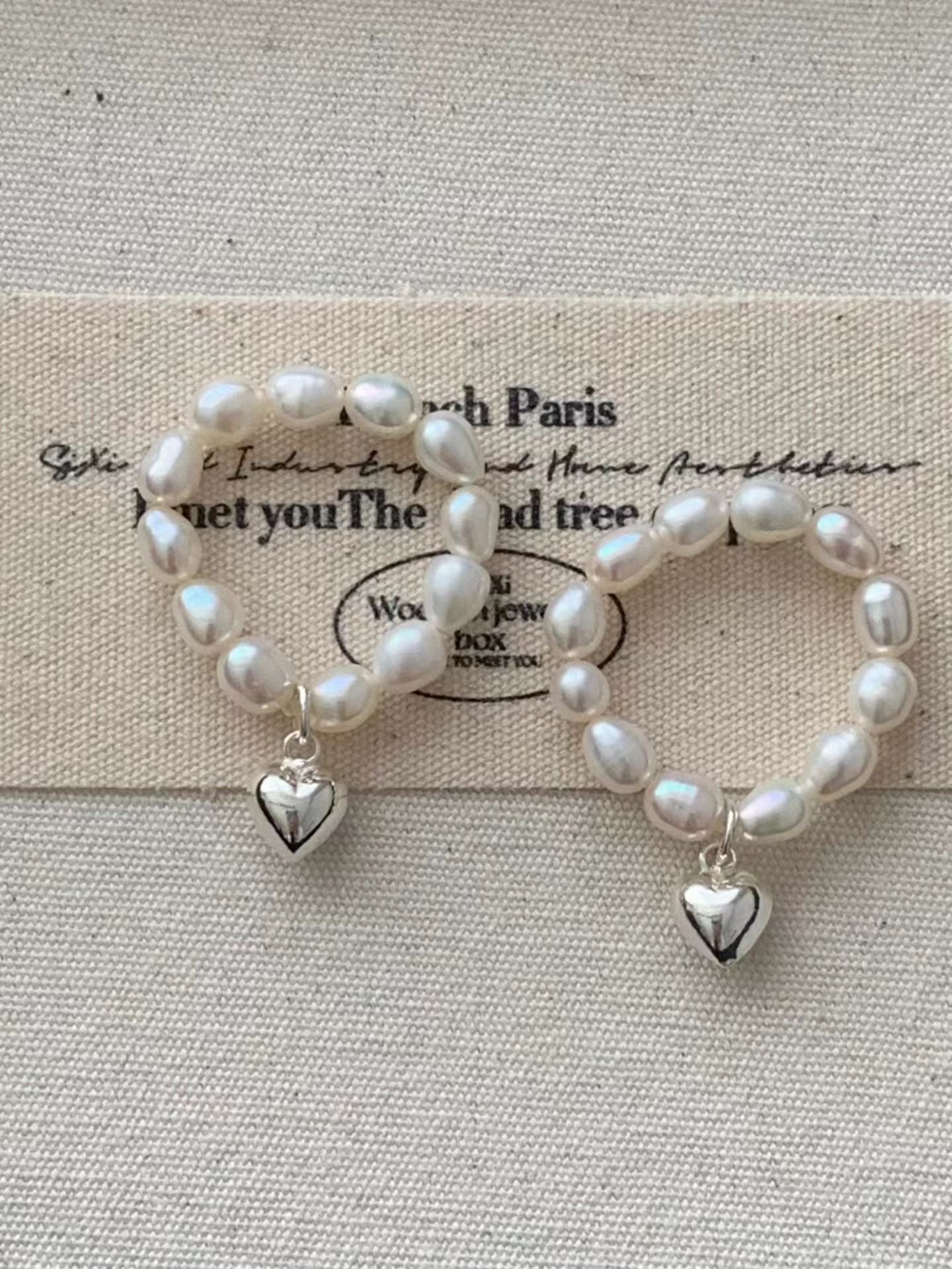 Heart pearl ring