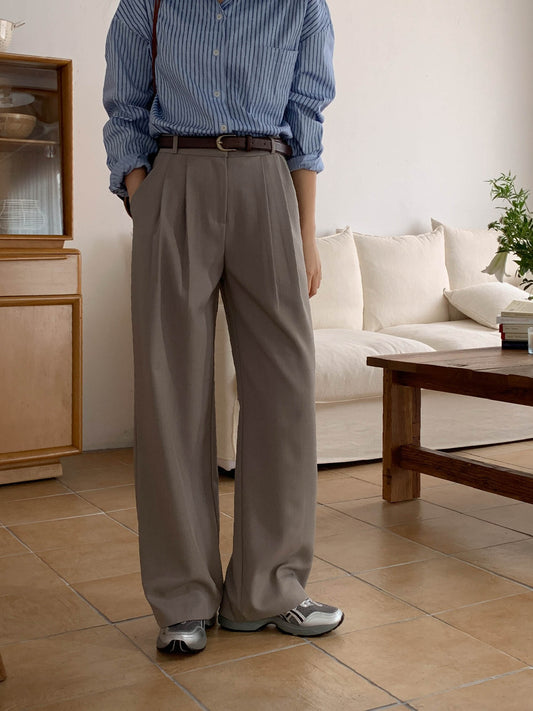 Fw two-pin tuck wide slacks-5colショート丈あり