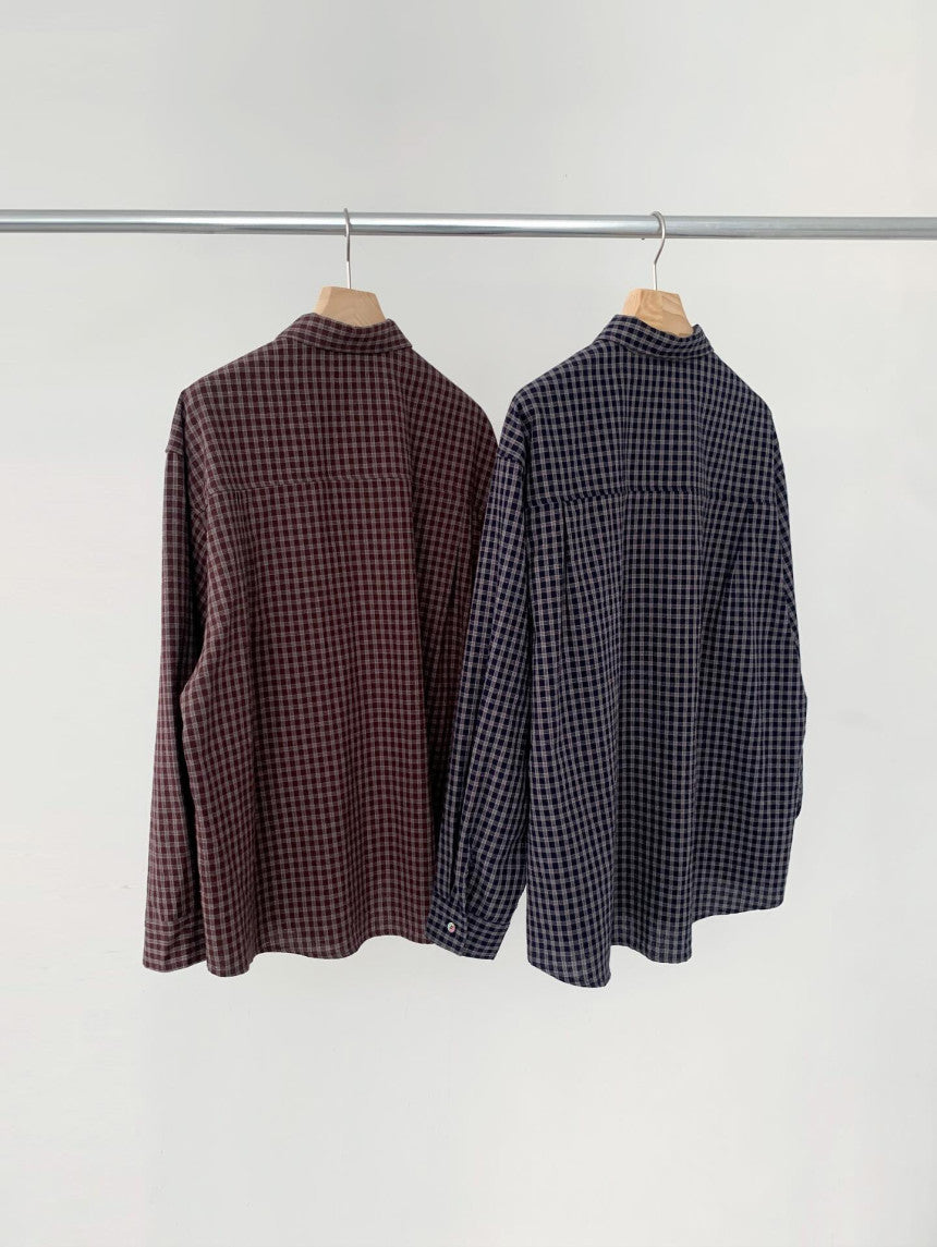 liter mocha check shirt-2col