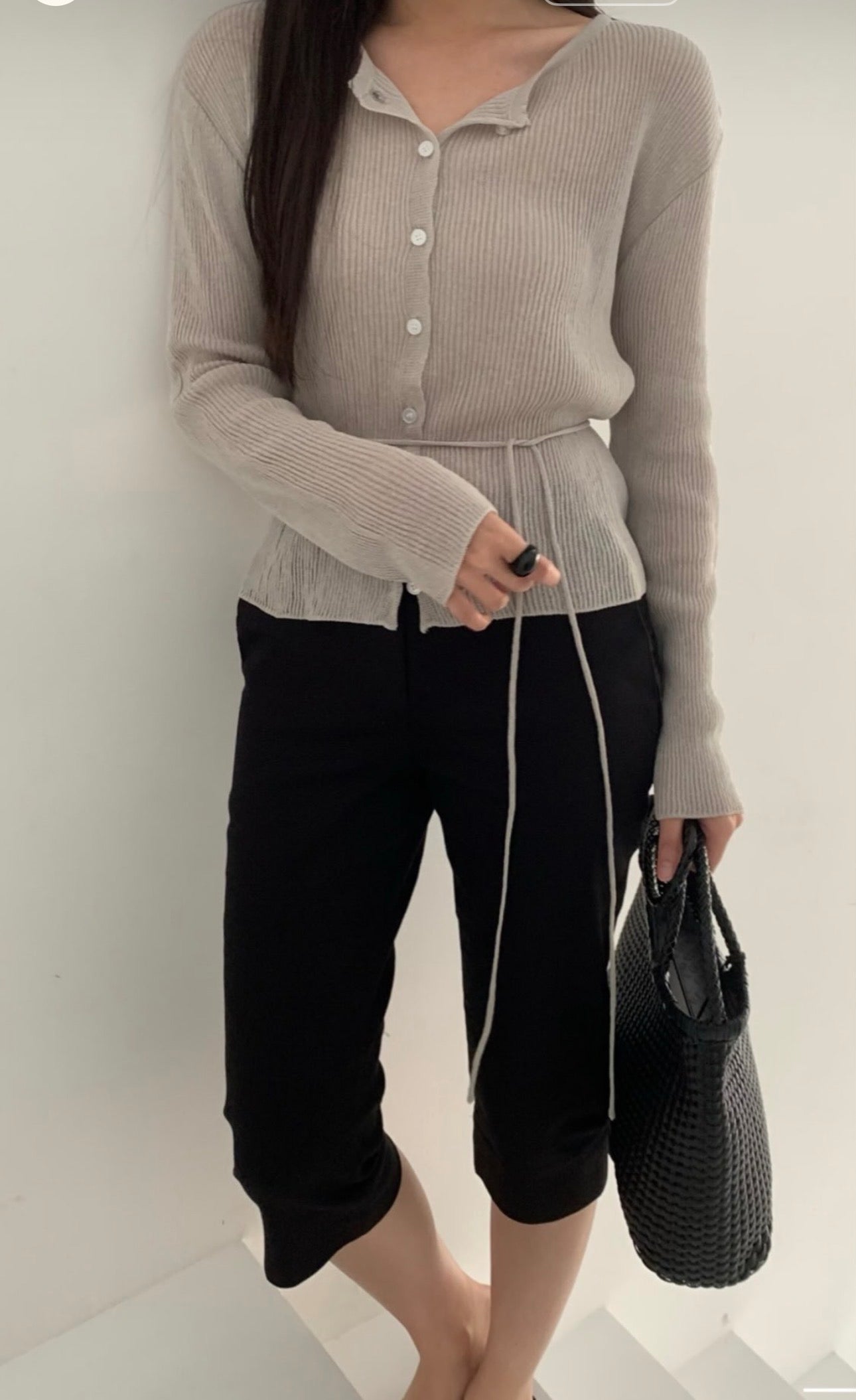 with linen string cardigan-3col