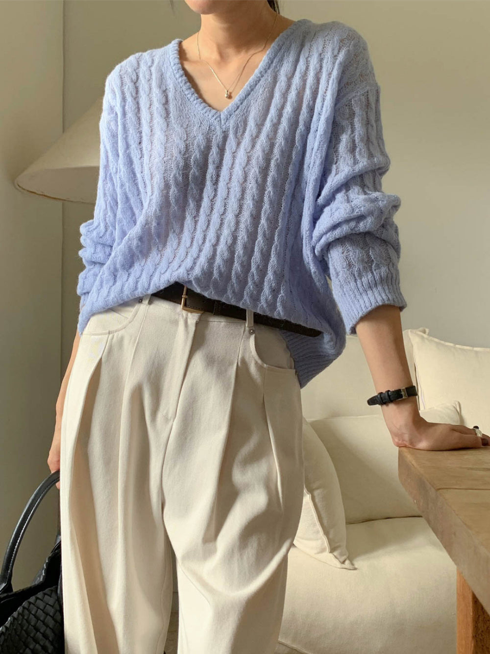 soft v-neck knit-5col