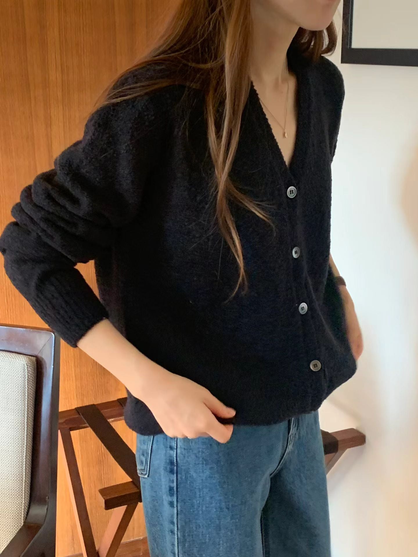 Ounce bokashi wool boucle cardigan-2col