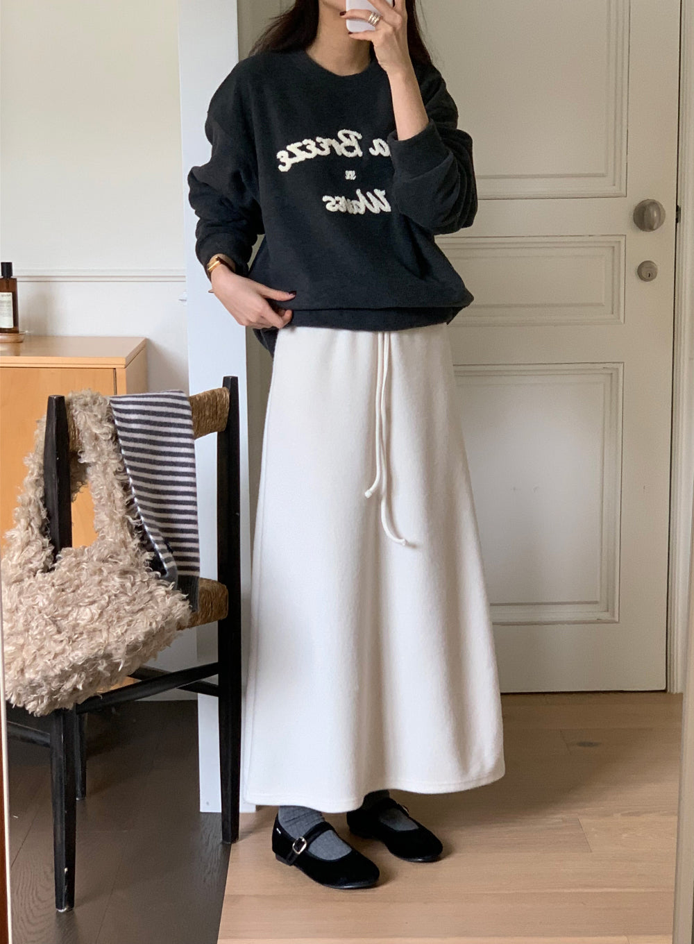 wool maxi skirt-3col