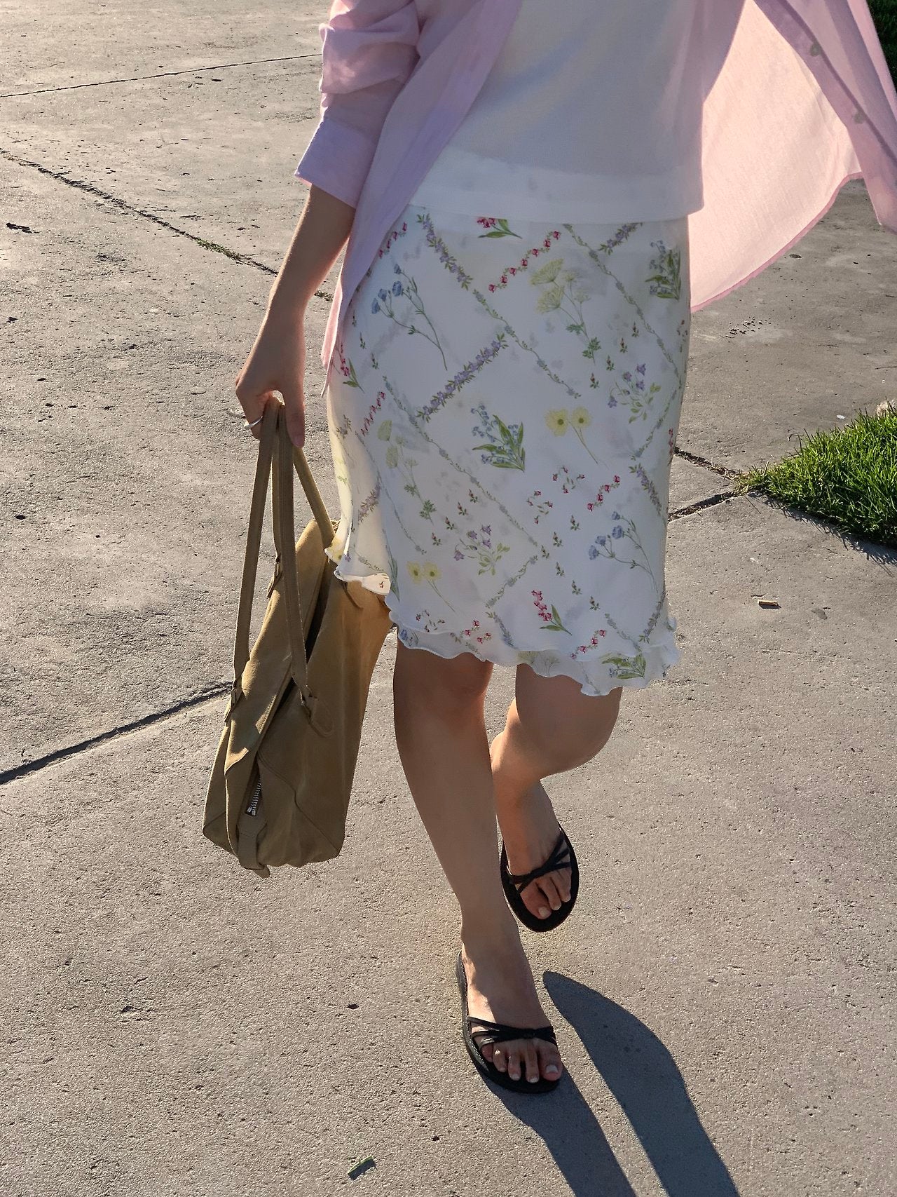 Err floral frill midi skirt-2col