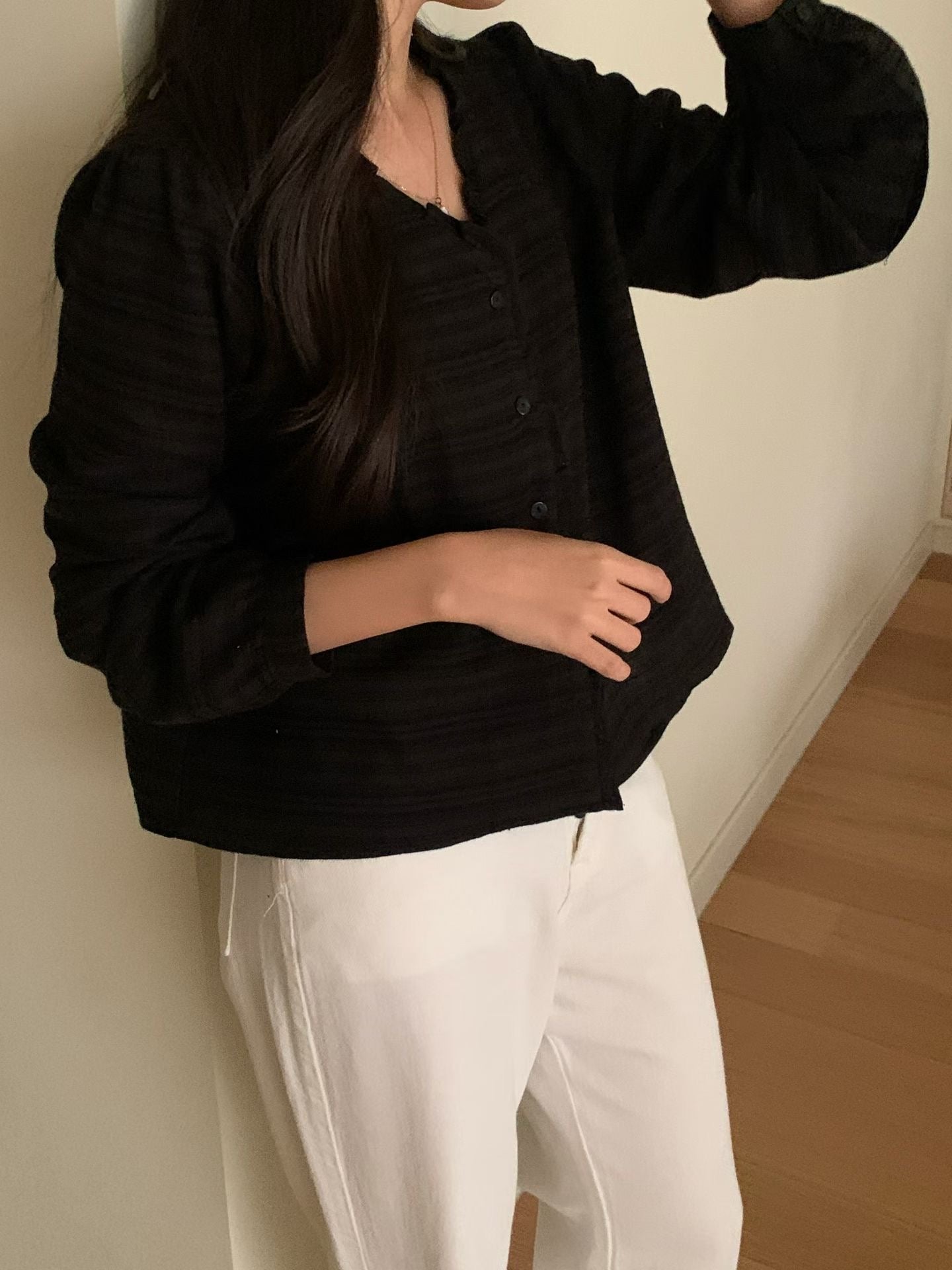 Plie frill gimo blouse-2col