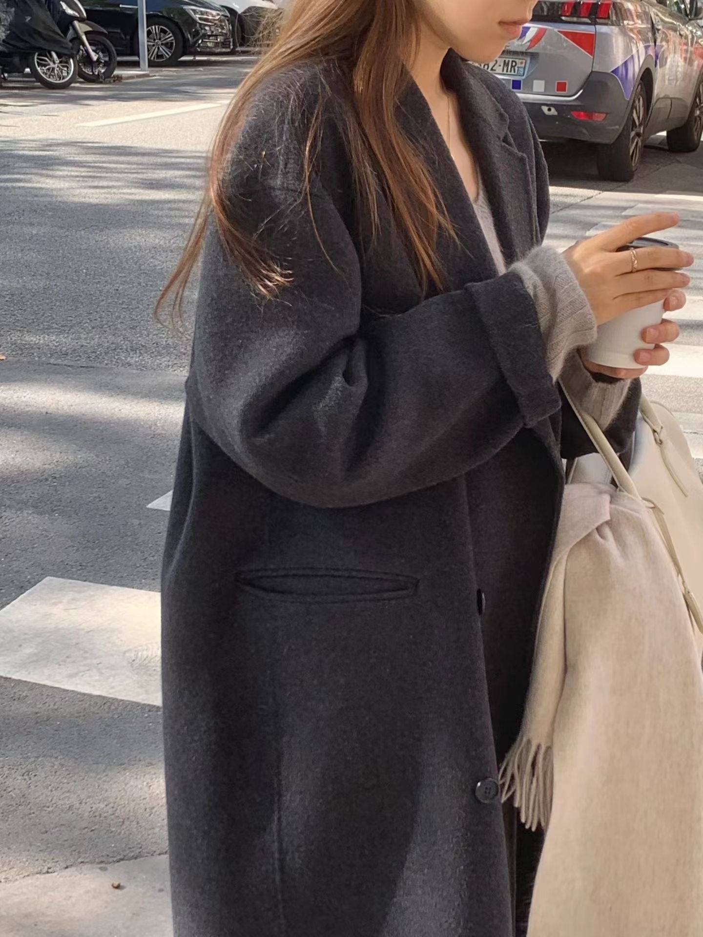 Ounce cashmere double over coat-2col