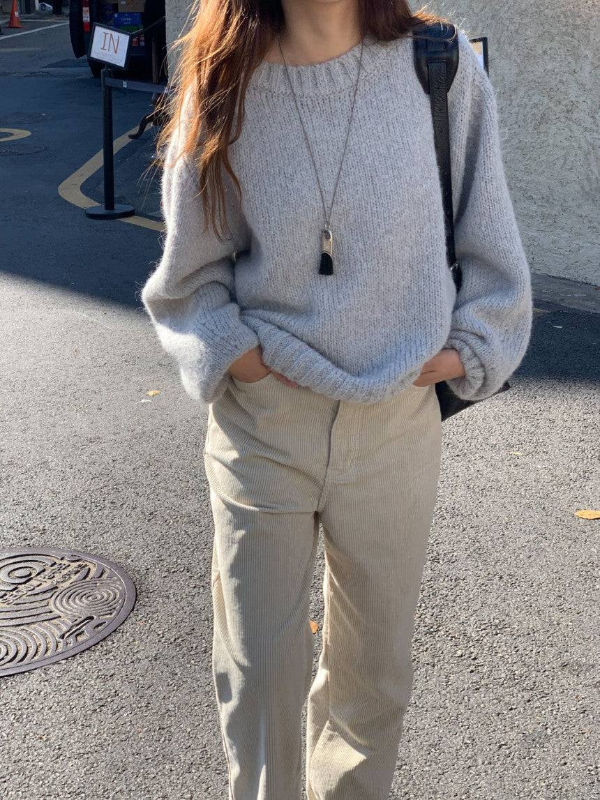 Rie corduroy straight pants-2col