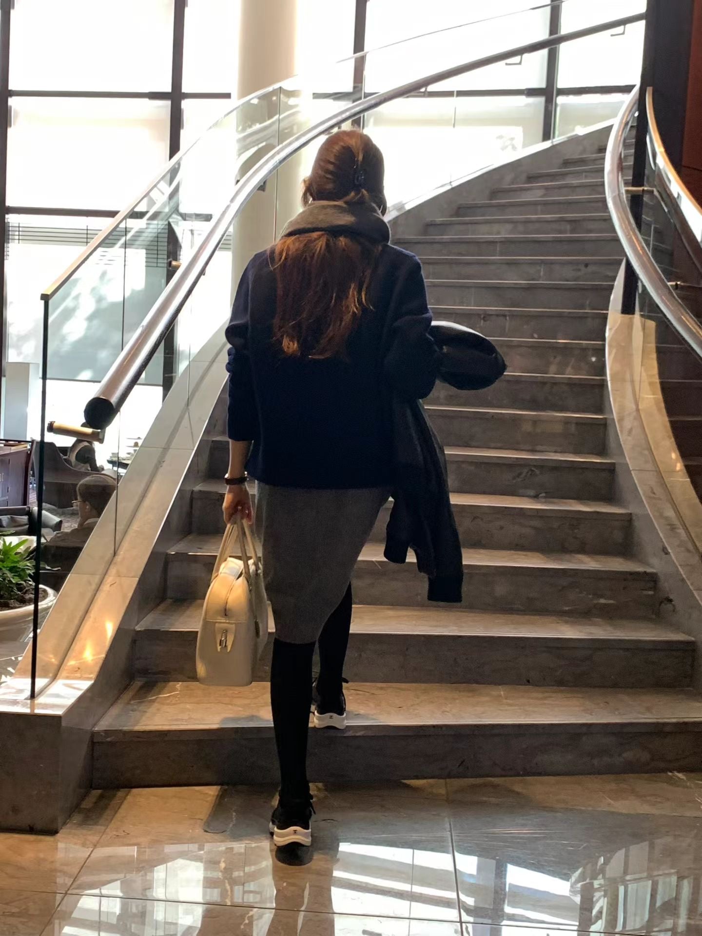 Ounce classic herringbone wool midi skirt-2col