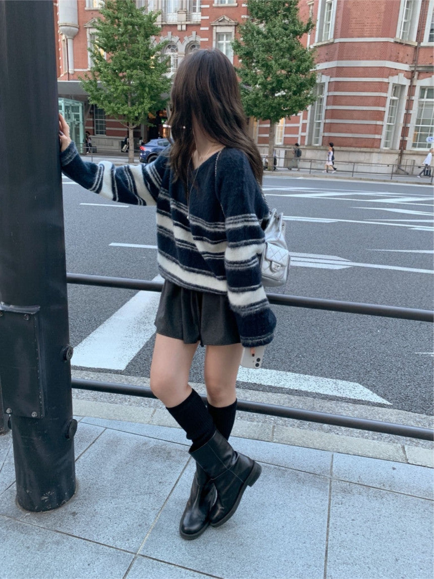 multi-v brush knit-2col