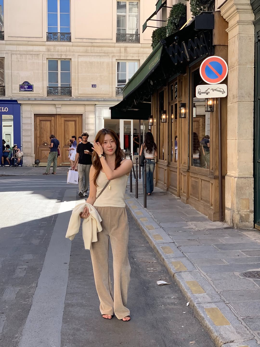 Velour corduroy banding pants-4col