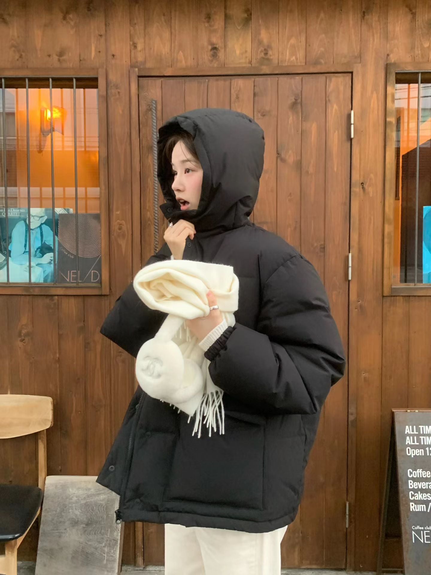 Ounce pocket hood duck down jumper-2col