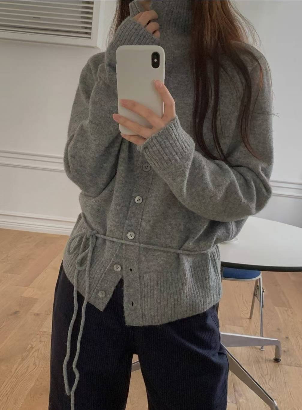 polo rope cardigan-3col