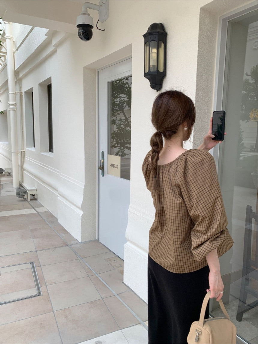 check balloon blouse-2col