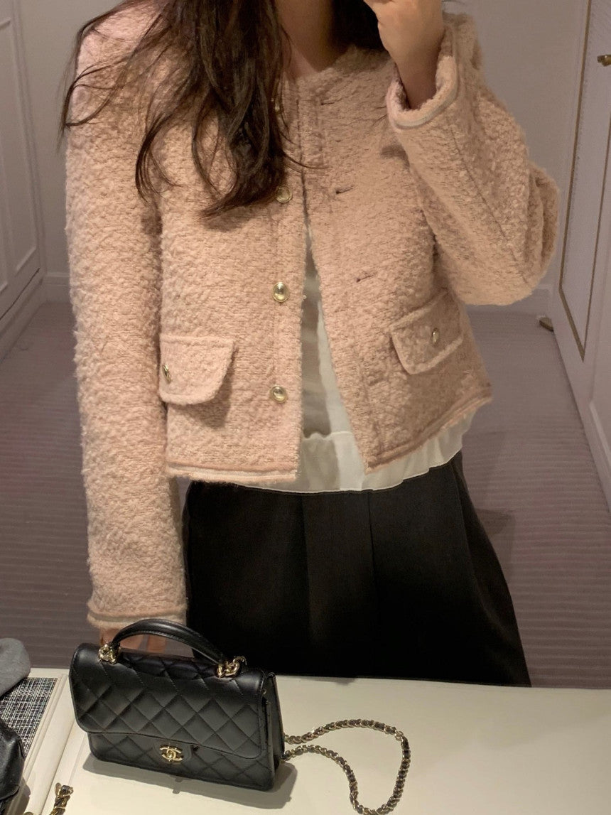 snug wool tweed jacket-2col