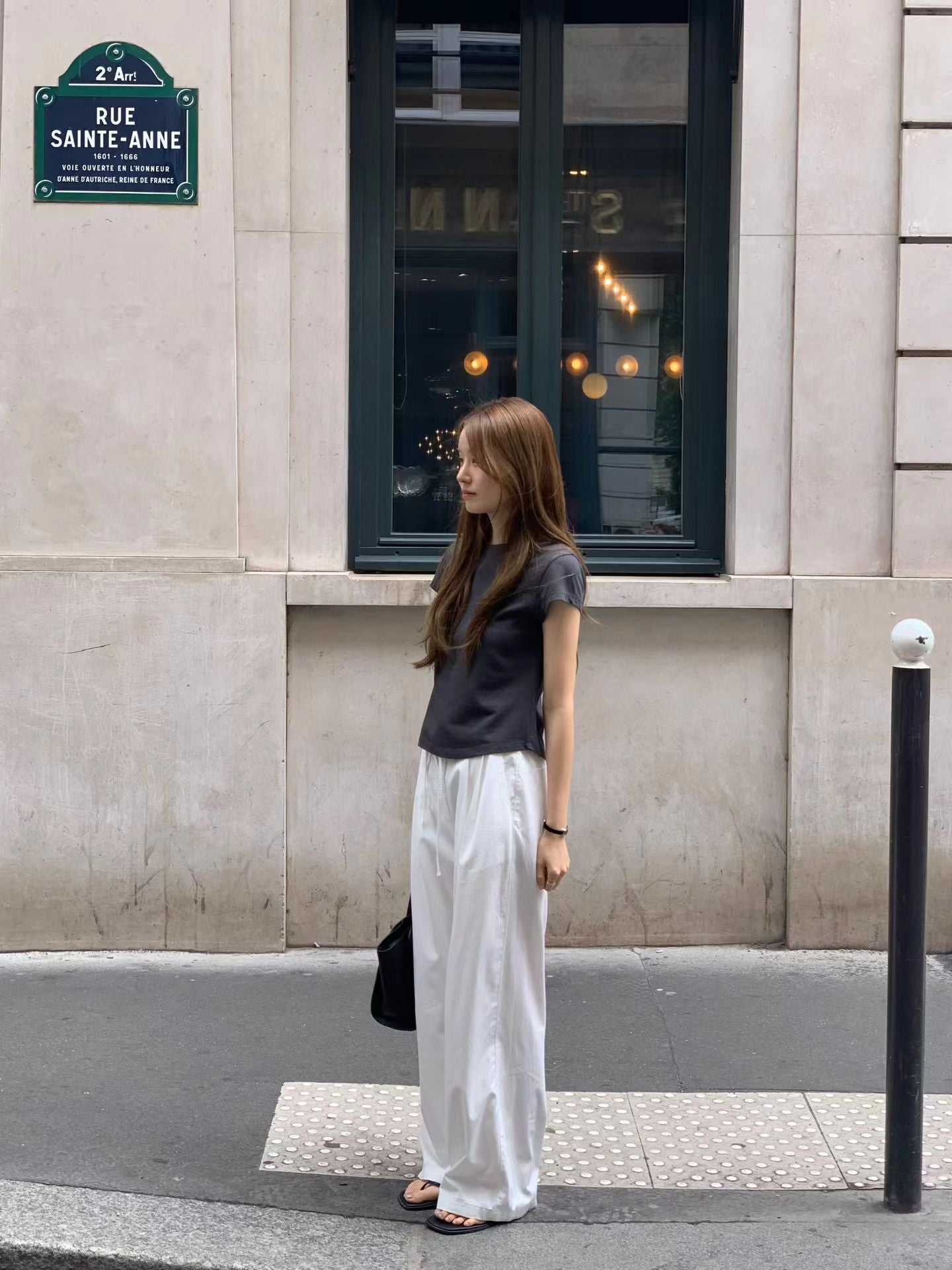 beige即納 Ounce twus tuck pants-2col