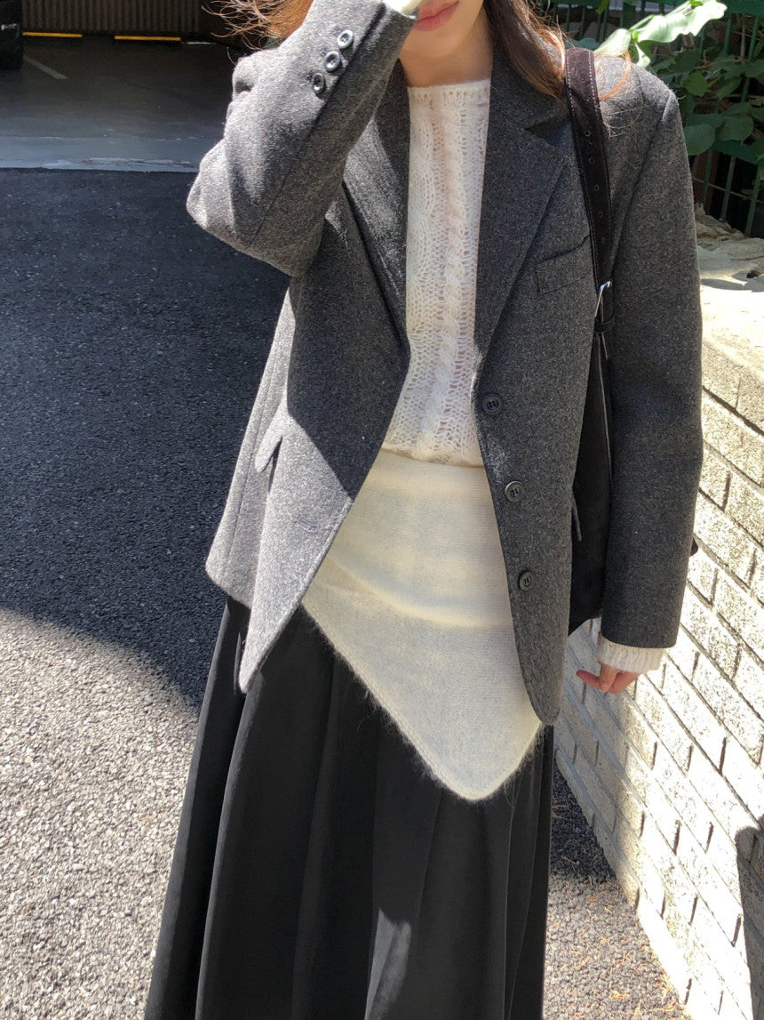 Chestnut wool blazer jacket-2col