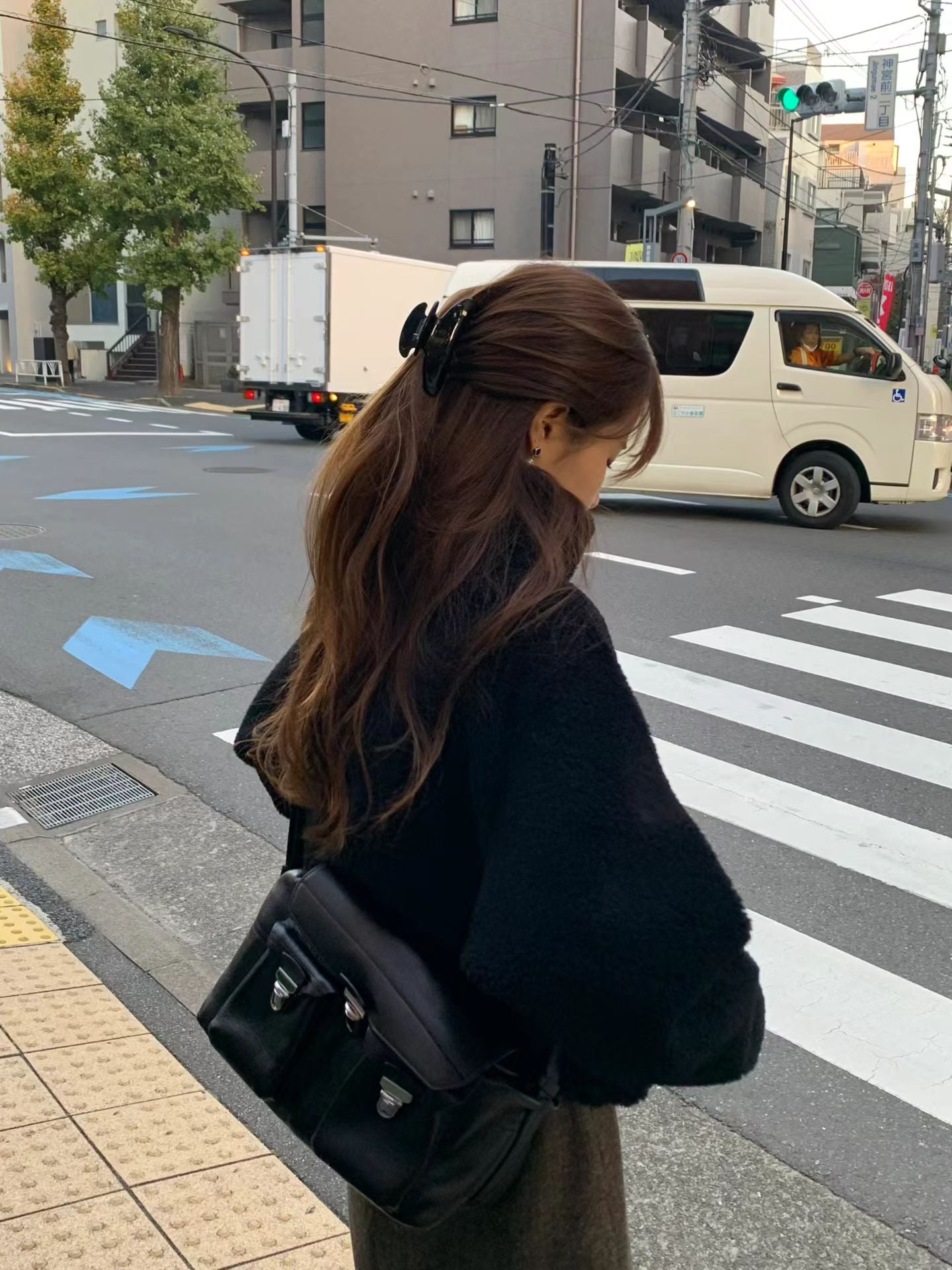 Ounce classic herringbone wool midi skirt-2col